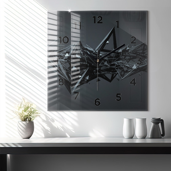 Square wall clock Black abstraction