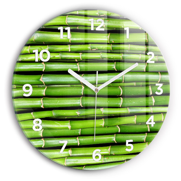 Round glass wall clock Asian Bamboo