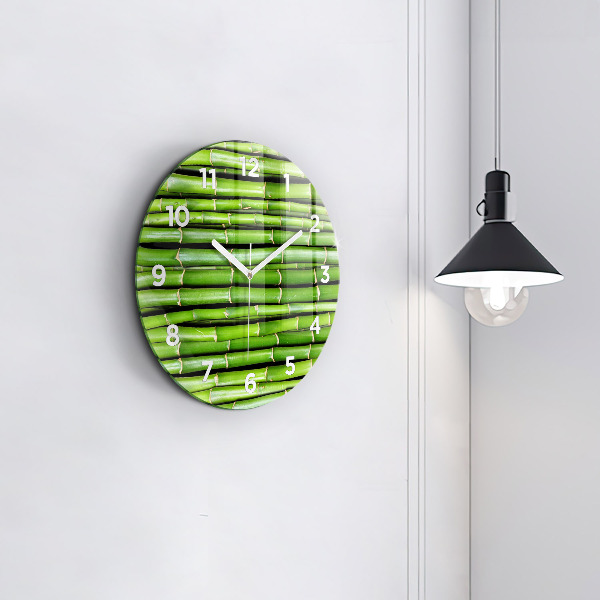 Round glass wall clock Asian Bamboo