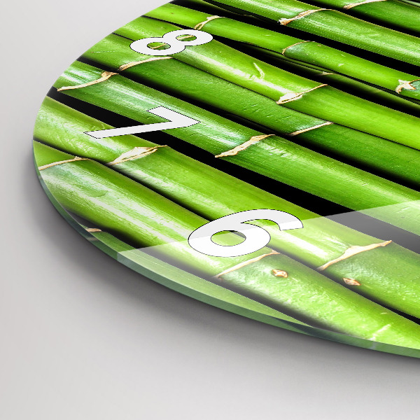 Round glass wall clock Asian Bamboo