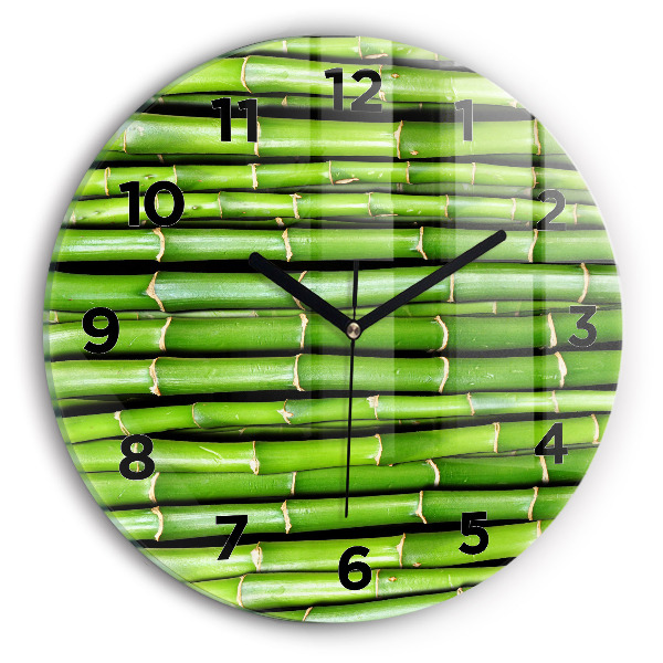 Round glass wall clock Asian Bamboo