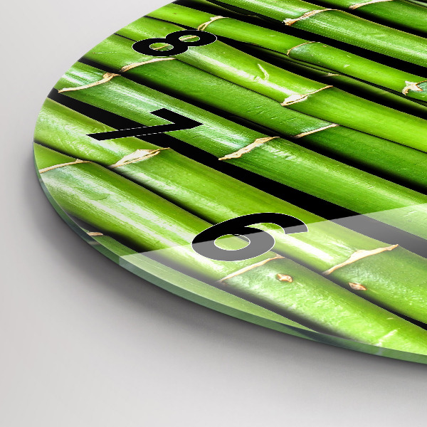 Round glass wall clock Asian Bamboo