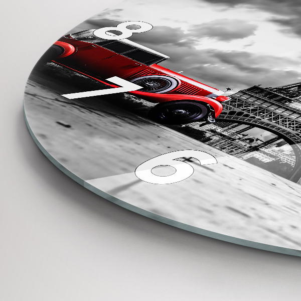 Round glass wall clock Effel Tower Paris