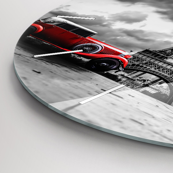 Round glass wall clock Effel Tower Paris