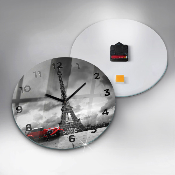 Round glass wall clock Effel Tower Paris