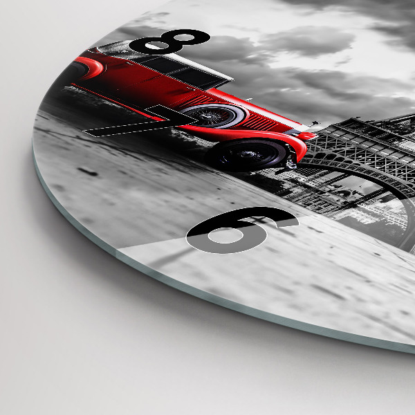 Round glass wall clock Effel Tower Paris