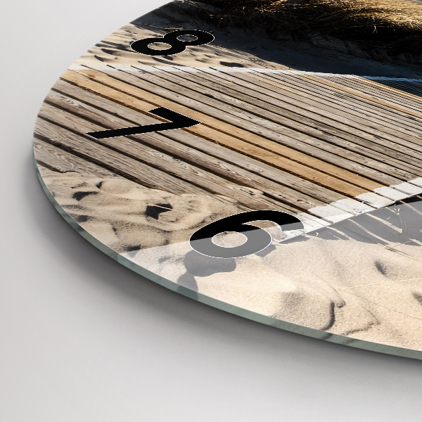 Round glass wall clock View of the beach