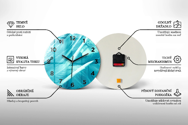 Round glass wall clock Waterfall in Iceland