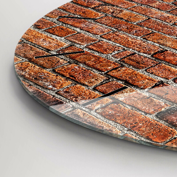 Round glass wall clock Old brick wall