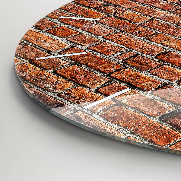 Round glass wall clock Old brick wall