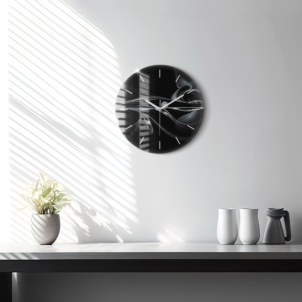 Round glass wall clock Abstract smoke