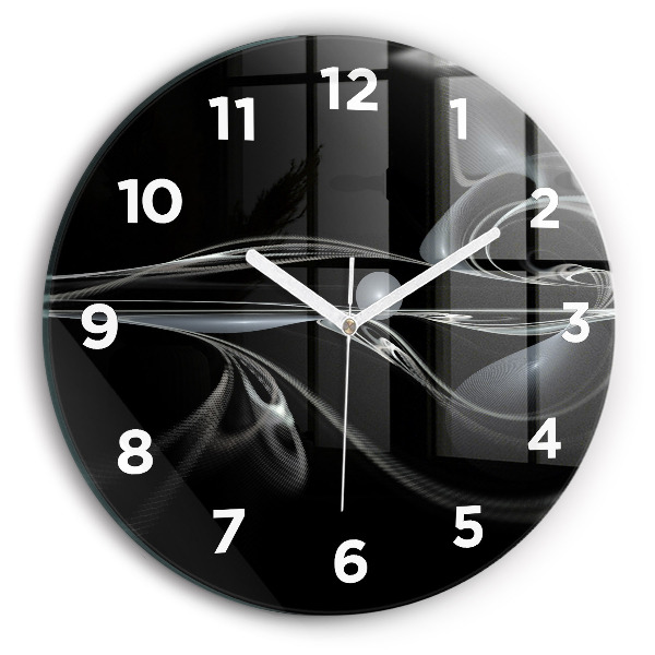 Round glass wall clock Abstract smoke