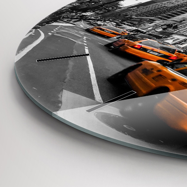 Round glass wall clock Manhattan and Taxis