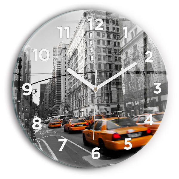 Round glass wall clock Manhattan and Taxis