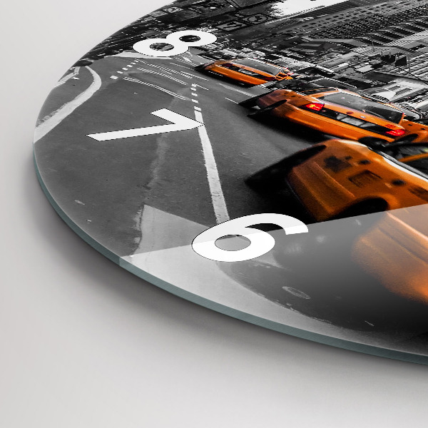 Round glass wall clock Manhattan and Taxis