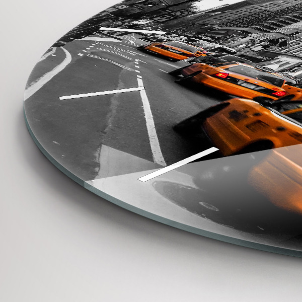 Round glass wall clock Manhattan and Taxis