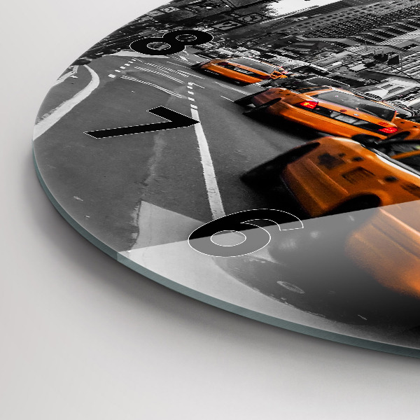 Round glass wall clock Manhattan and Taxis