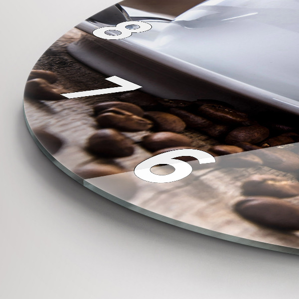 Round glass wall clock A cup of coffee