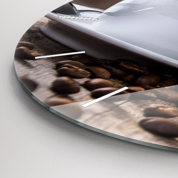 Round glass wall clock A cup of coffee