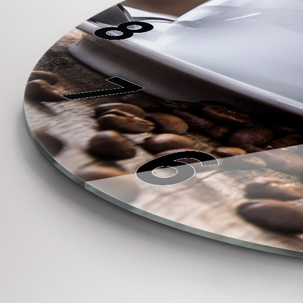 Round glass wall clock A cup of coffee