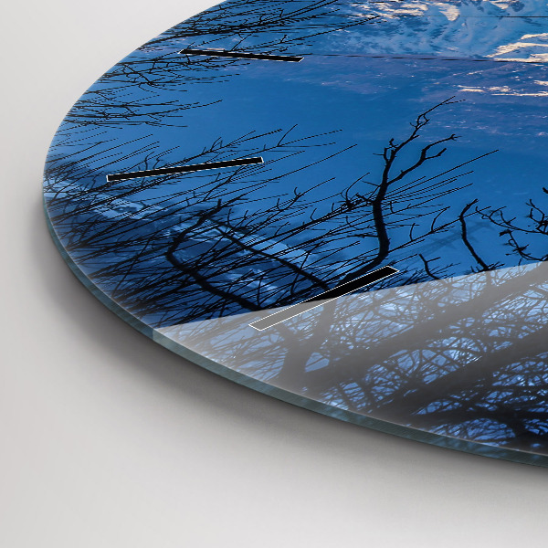 Round glass wall clock Mountain view