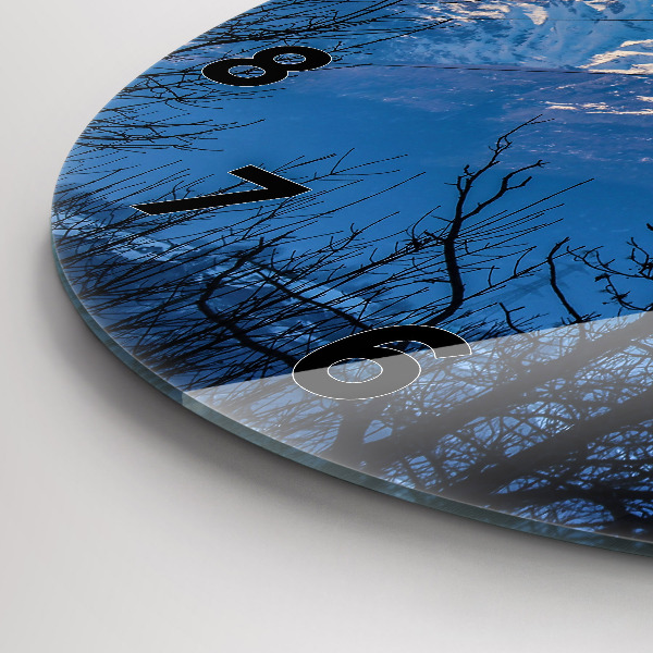 Round glass wall clock Mountain view