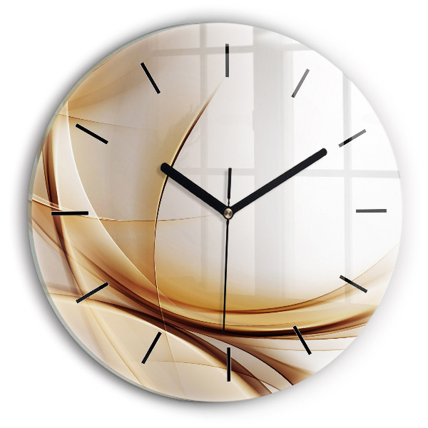 Round glass wall clock Golden abstraction