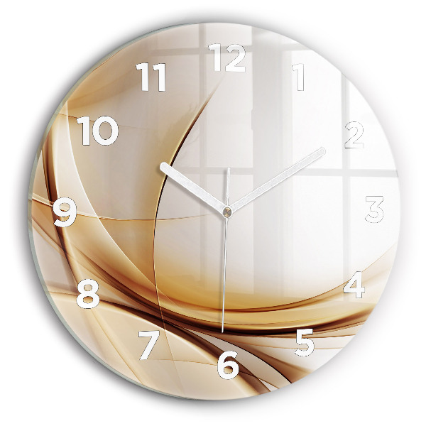 Round glass wall clock Golden abstraction