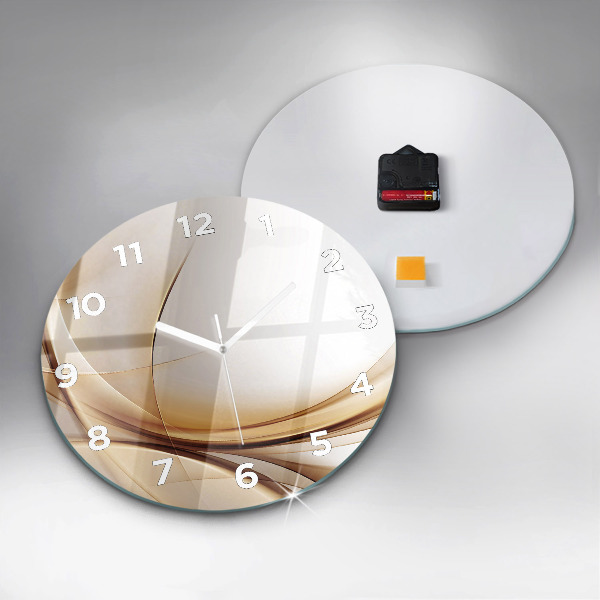 Round glass wall clock Golden abstraction