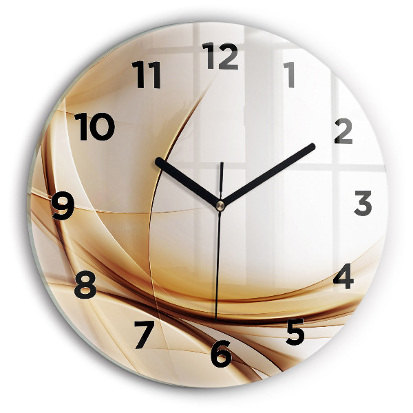 Round glass wall clock Golden abstraction