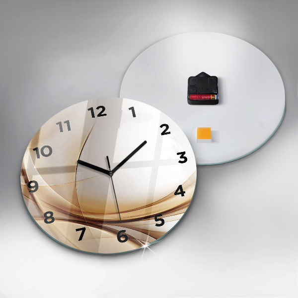 Round glass wall clock Golden abstraction