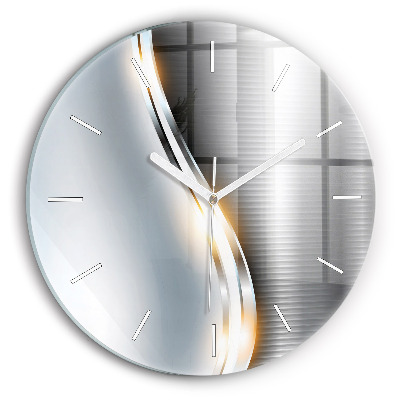 Round glass wall clock Metal Abstraction
