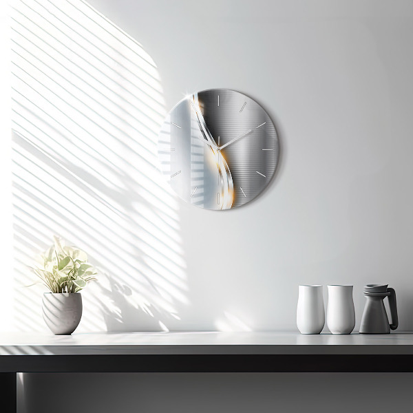 Round glass wall clock Metal Abstraction