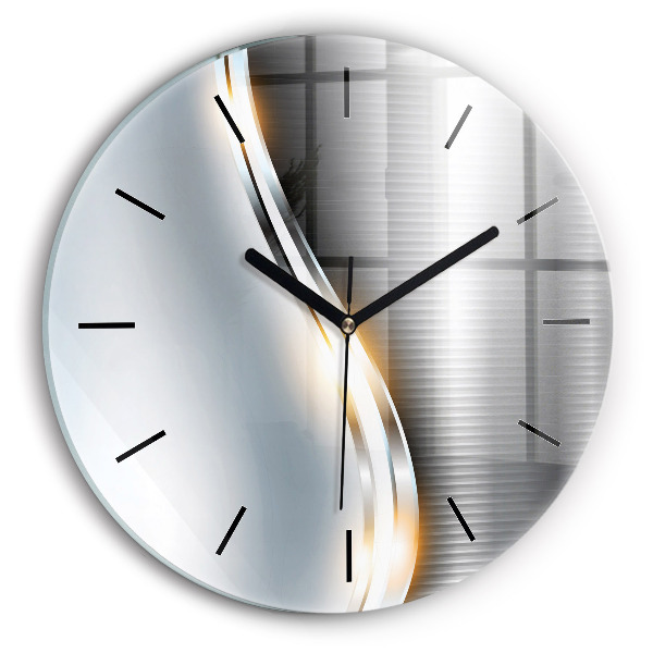 Round glass wall clock Metal Abstraction