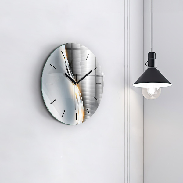 Round glass wall clock Metal Abstraction