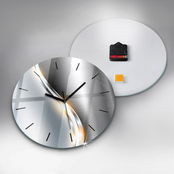 Round glass wall clock Metal Abstraction
