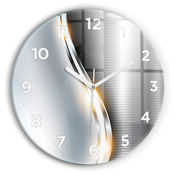 Round glass wall clock Metal Abstraction