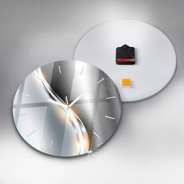 Round glass wall clock Metal Abstraction
