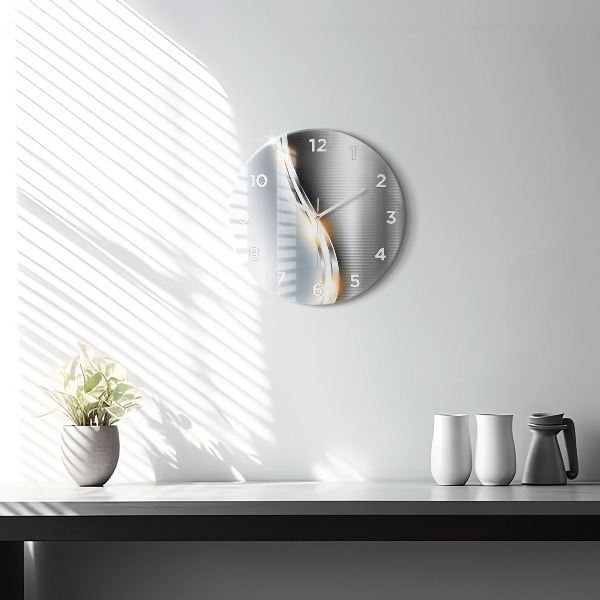 Round glass wall clock Metal Abstraction
