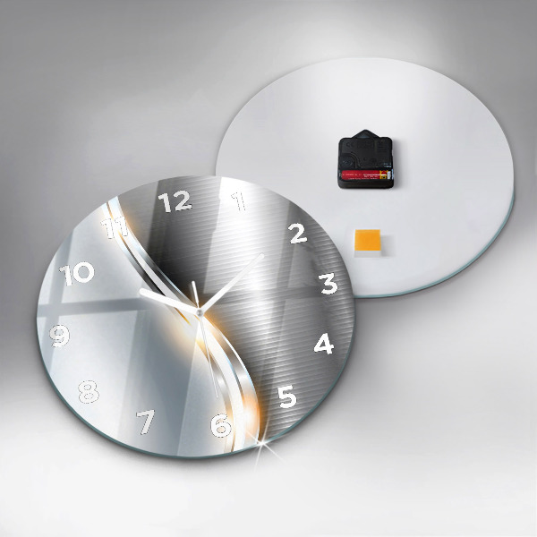 Round glass wall clock Metal Abstraction