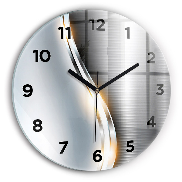Round glass wall clock Metal Abstraction