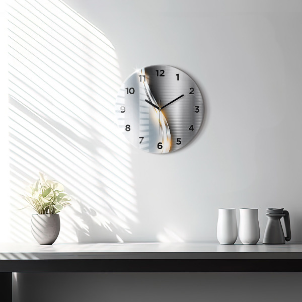 Round glass wall clock Metal Abstraction