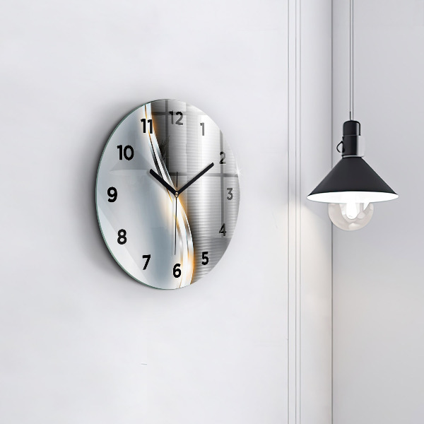 Round glass wall clock Metal Abstraction