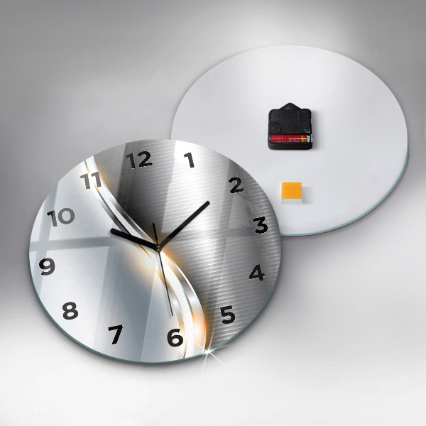 Round glass wall clock Metal Abstraction