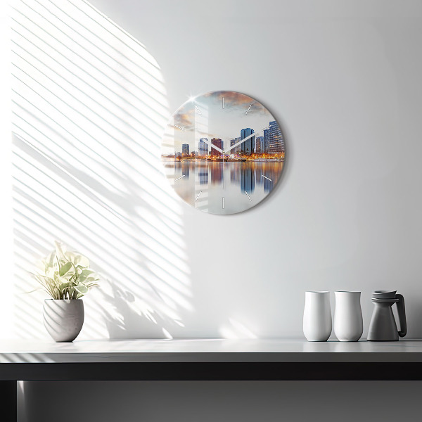Round glass wall clock Panorama with the Eiffel Tower