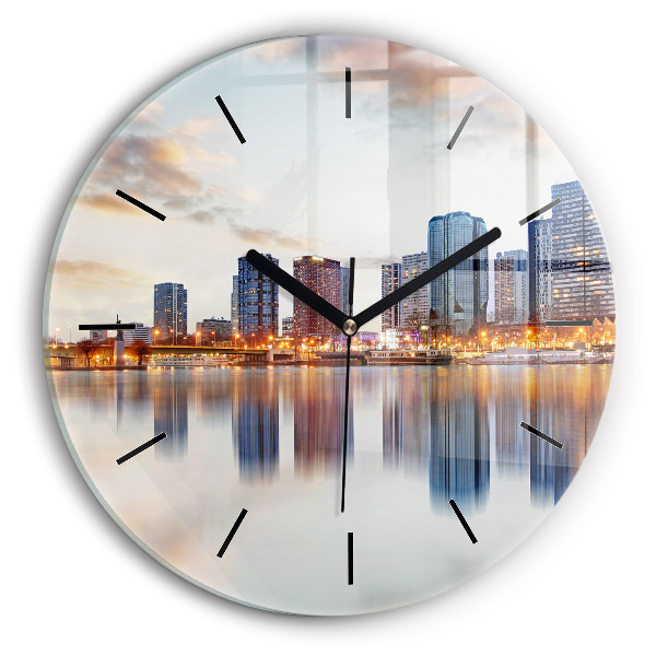 Round glass wall clock Panorama with the Eiffel Tower