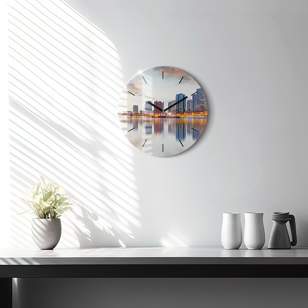 Round glass wall clock Panorama with the Eiffel Tower
