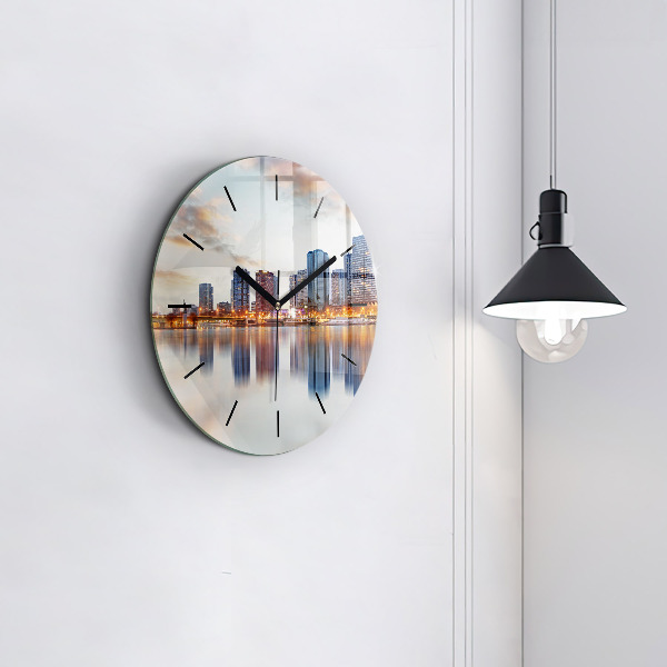 Round glass wall clock Panorama with the Eiffel Tower