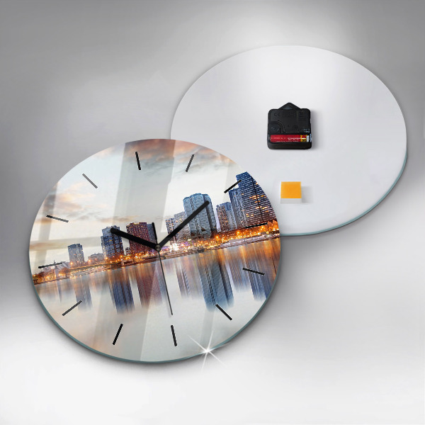 Round glass wall clock Panorama with the Eiffel Tower