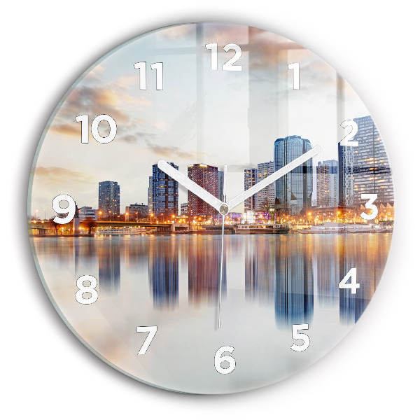 Round glass wall clock Panorama with the Eiffel Tower